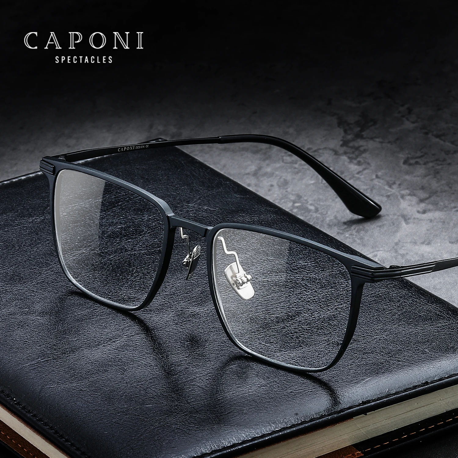 CAPONI Frame For Man Eyeglasses Ultra Light Titanium Spectacle Frames Photochromic Blue Light Uv400 Protection Glasses J23613