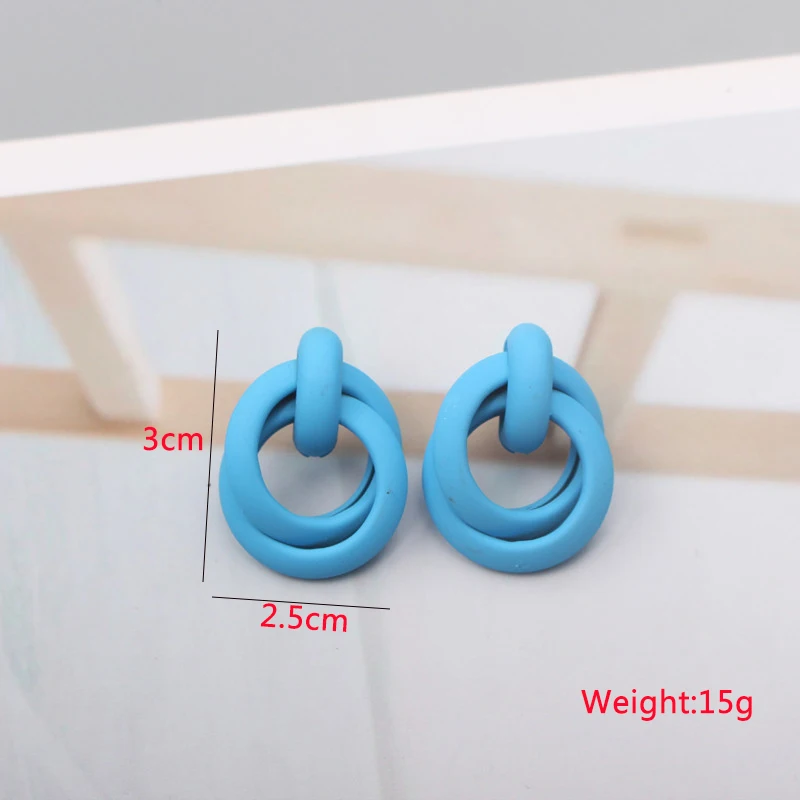 Nuevos pendientes colgantes de Color azul para mujer, pendientes colgantes geométricos llamativos, colgantes de triángulo hueco, pendientes redondos