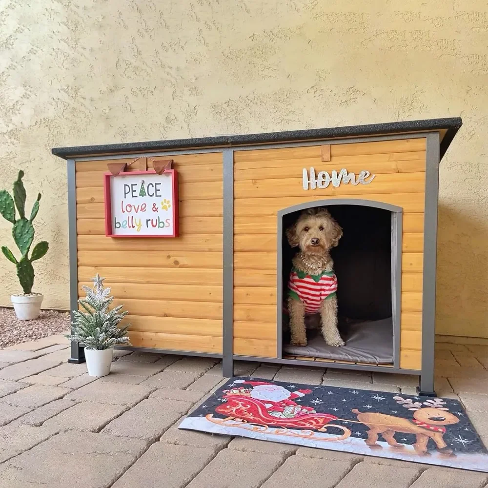 

59" Large Dog House 100% Insulated Dog Kennel with Liner for Winter, Waterpoof for Outdoor & Indoor Use, Houses