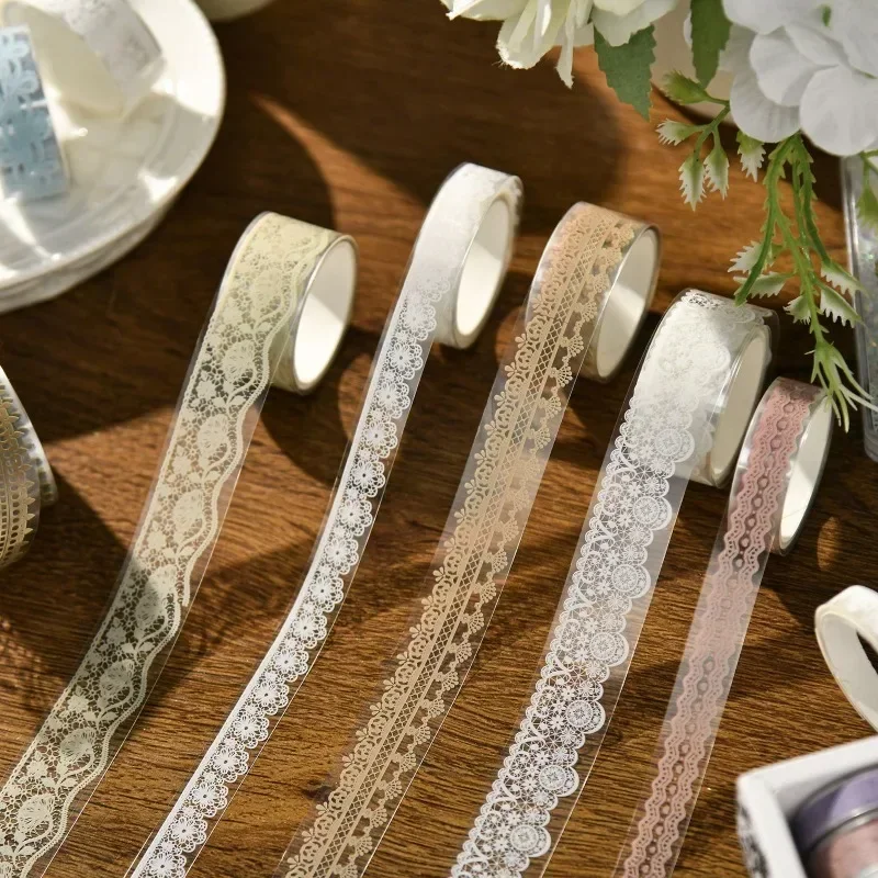6 Rolls Retro Lace PET Washi Tape Diary Decoration Washitape Adhesiva Decorativa Scrapbooking Supplies Masking Tape