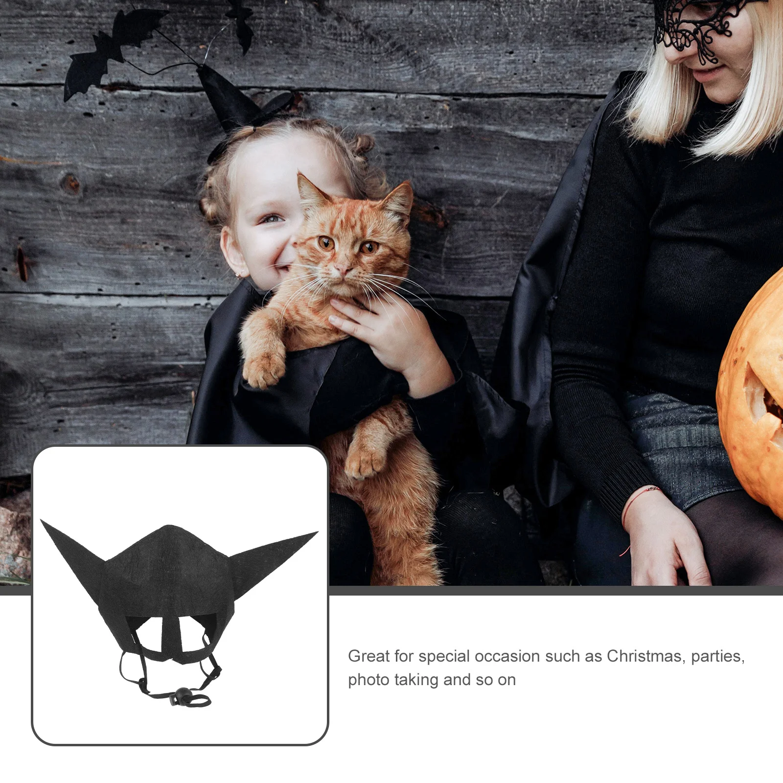 

Bat Shaped Cat Mask Headwear Comfortable Felt Pet Hat for Halloween Party Dog Costume Decorative Pet Cap Accessory