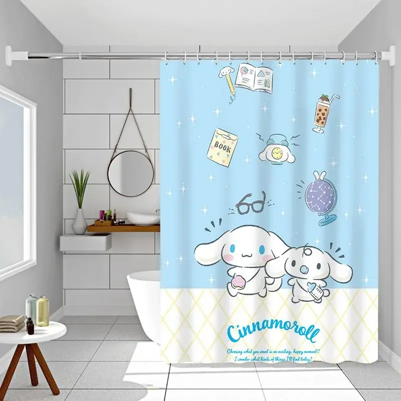 

Шторы для душа Sanrios Mymelody Cinnamoroll Kuromi Kawaii С мультяшным рисунком, водонепроницаемые шторы для ванной с крючками, аниме, домашний декор