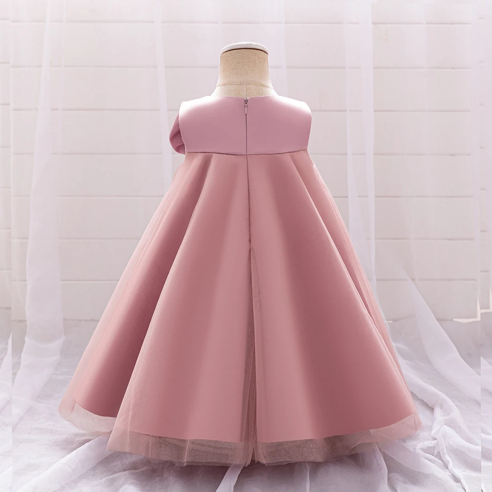 Summer Big Bow 1st Birthday Dress For Baby Girl Clothes battesimo Princess Dress Girls Dresses Party senza maniche Toddler Gown 0-4Y