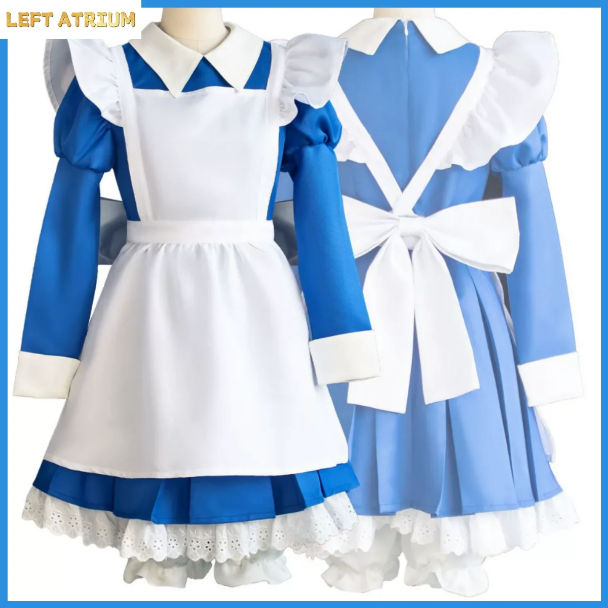 Anime Cardcaptor Sakura Kinomoto Sakura Cosplay Costume Blue-white Maid Outfit Uniform Wig Woman Cute Christmas Party Suit view 2