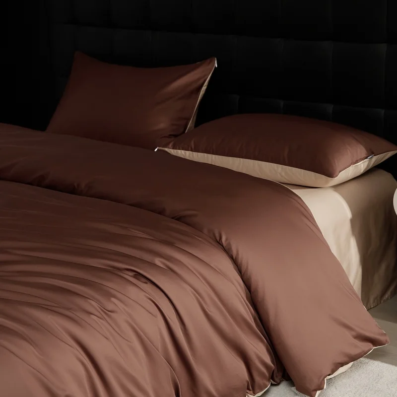 1pc Silky Brown Duvet Cover For Single Double Bed Summer Cooling Lyocell Home Hotel ManHot Sleeper Bedding King Quilt Cover