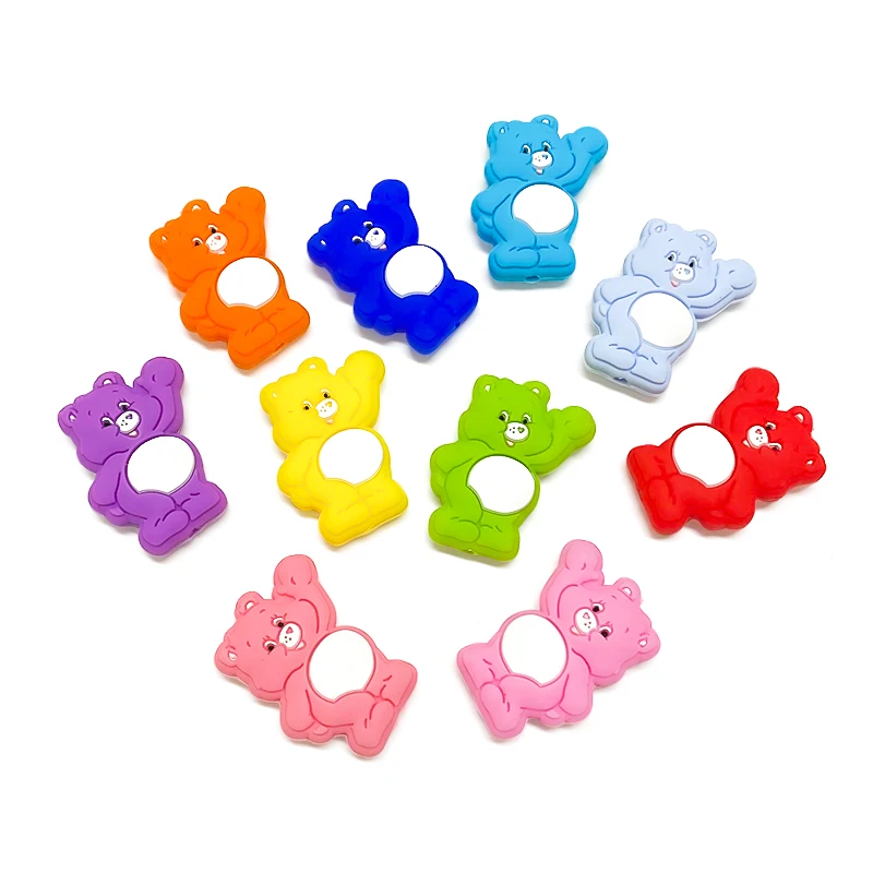 10pcs Mini The Care Bears Baby Silicone Cartoon Animal BPA Free Silicone  Baby Teething Beads Food-Grade Care Chewing Bead