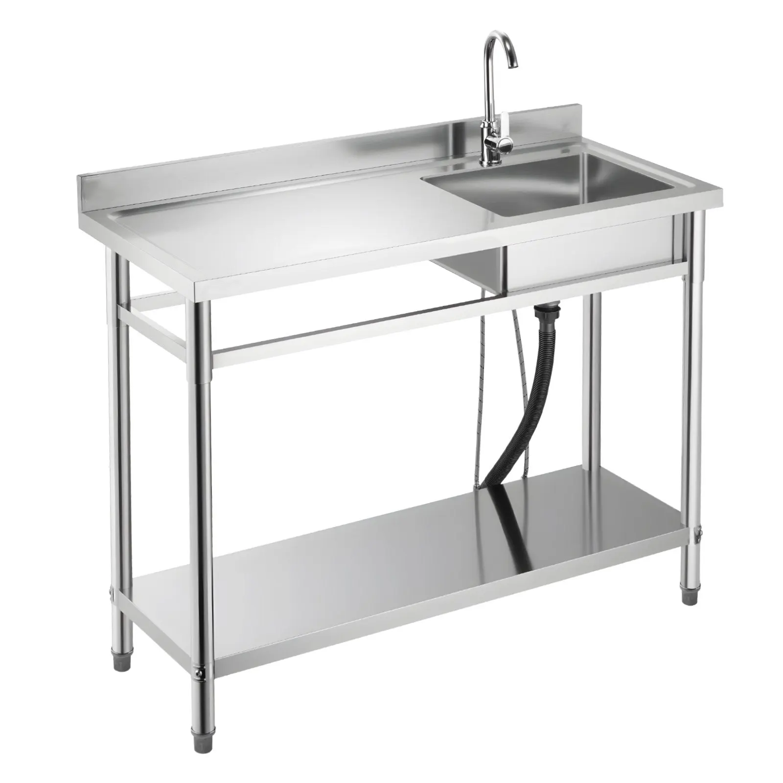 

Мойка из нержавеющей стали, отдельностоящая одинарная коммерческая кухонная мойка с краном, рабочая станция с левым отсеком