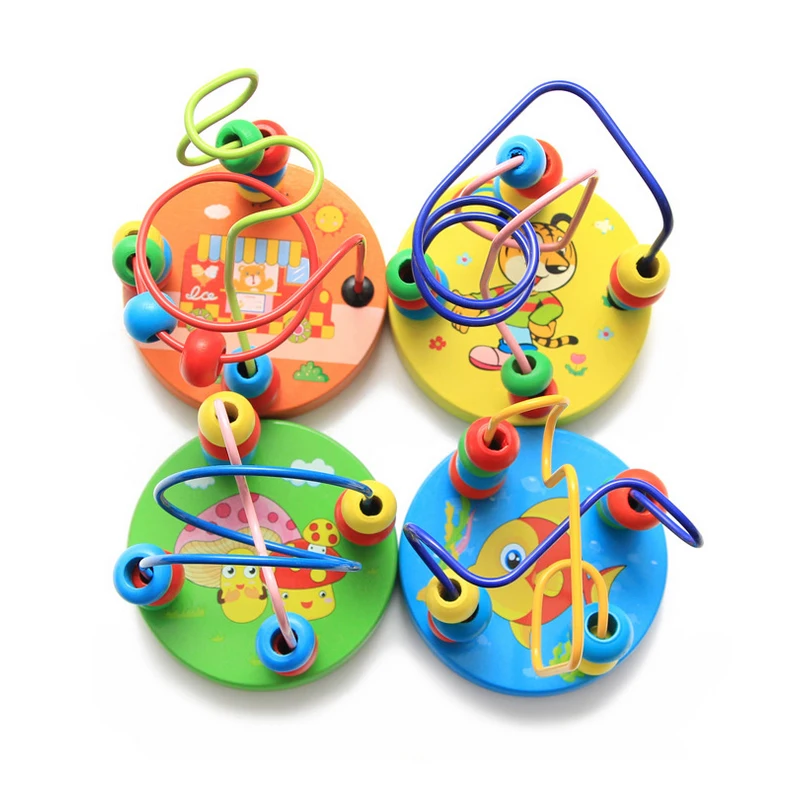Toddler Cartoon Pattern Wooden Hand Beading Small Beading Color Cognitive Puzzle Early Education Wooden Toy For Toddlers P544