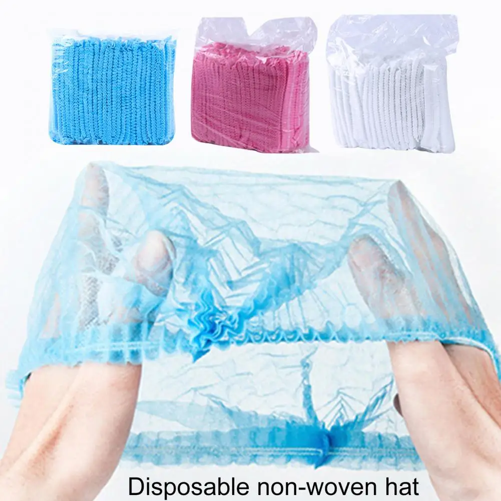 100Pcs/Bag Dust Strip Hats Practical Disposable Non Woven Fabric Hats Breathable Disposable Hair Hats Beauty Accessories image 6