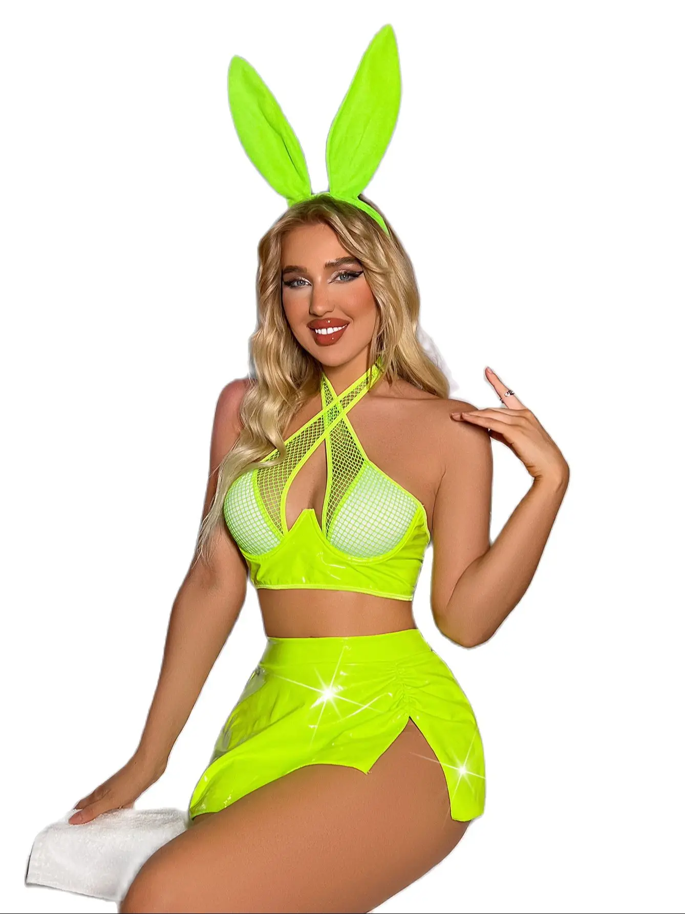 Bunny Girl Cosplay Exotic Dance Wear Bodysuits Stage Performance PU Pole Dancewear Costume Nightbar Outfits Girls Drop Shipping