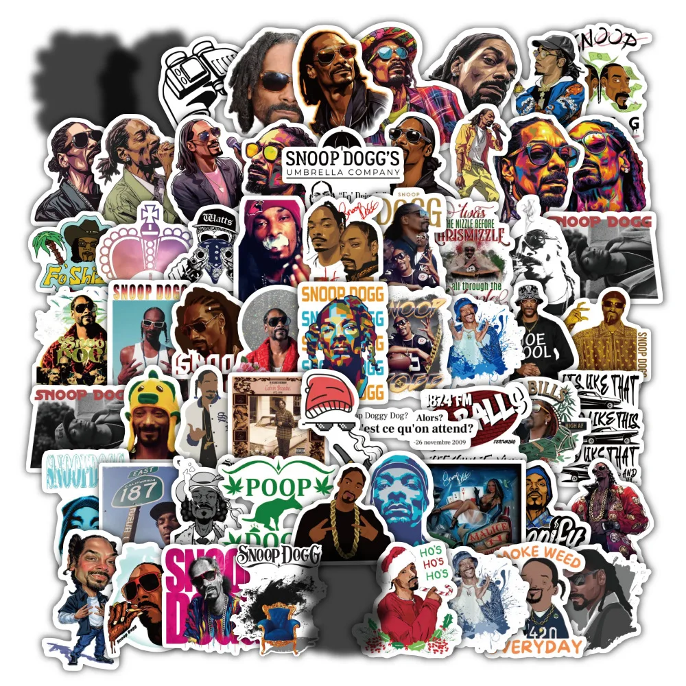 60 peças adesivos americanos da costa oeste hip hop rap snoop doggy dogg para skate, garrafa de água, notebook