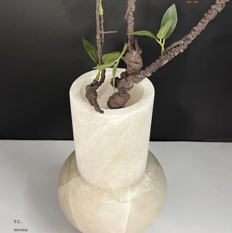 Stone Planter Set In White Gray Beige-Art Deco Style Floor Vase With Satin Glaze For Home Decor Party Office