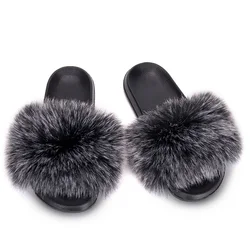 MPPM Faux Fur Slippers Fur Slides  Fur Fluffy Sandals Girls Beach Home Plush Sliders Furry Flip Flops Women Shoes Woman