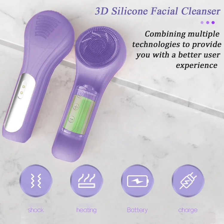 Escova facial elétrica multifuncional inteligente, limpador facial de silicone com vibração ultrassônica, carregamento magnético