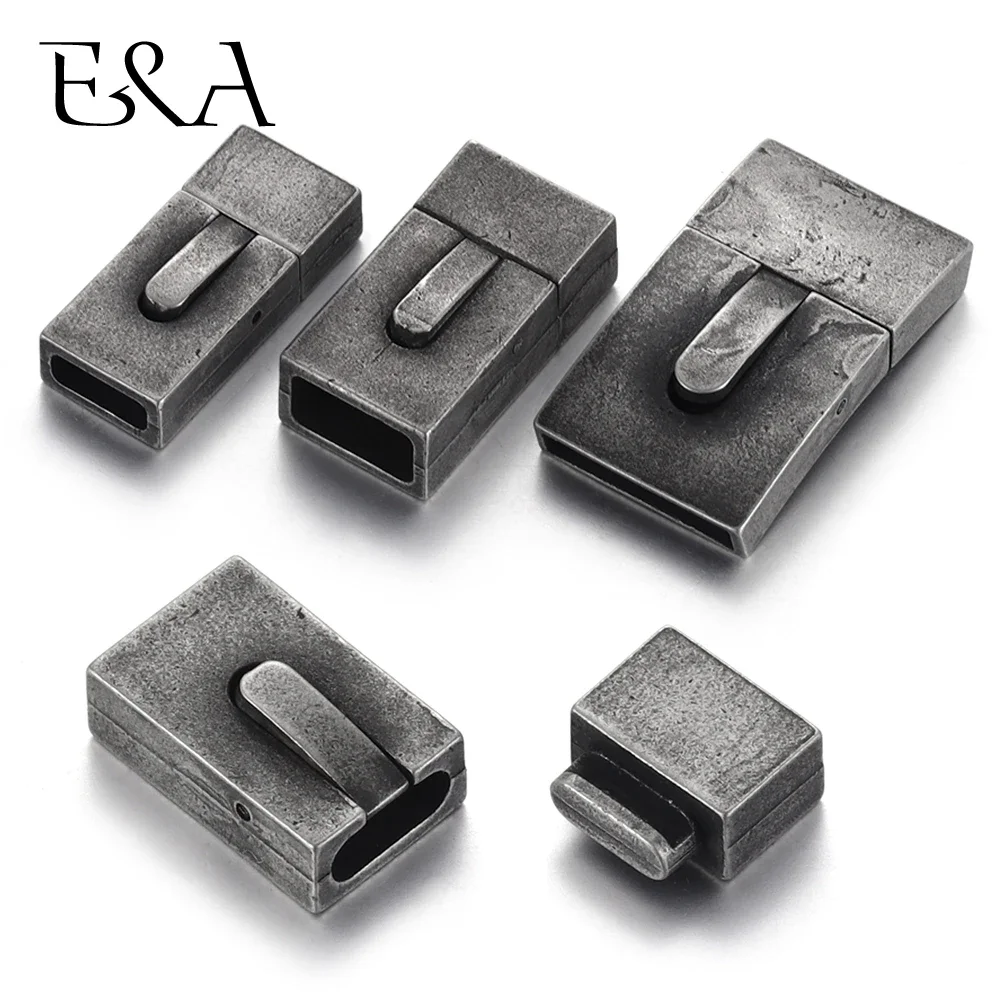 Stainless Steel Vintage Bayonet Clasp 8*3mm 10*5mm 15*3mm Push Lock Closure DIY Bracelet Jewelry Making Leather Cord Clasps