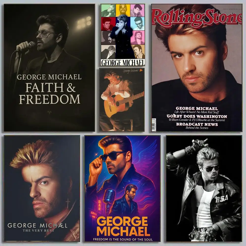 ملصق جورج مايكل لملحن الموسيقى ملصق مساحة مثالية ذاتي اللصق للمكتب والمنزل والمسرح وديكور فني للحائط هدية رائعة #2