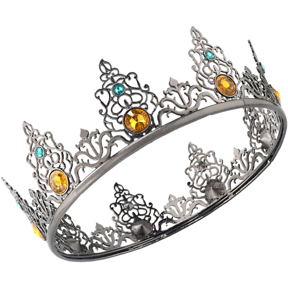 Vintage King Crown Men Birthday Party Costume Accessory Decorative Retro Crown Cosplay Prop Performance Headband