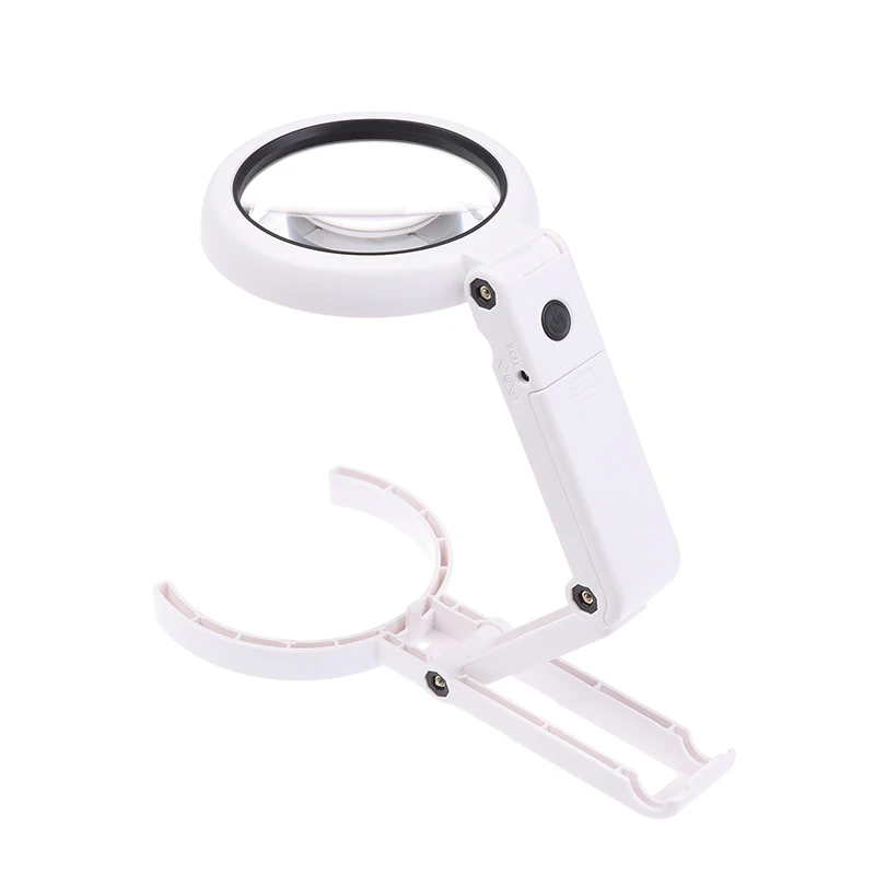 Lupa 11x 5x con 8 luces LED, lupa de escritorio plegable de mano para leer periódicos, herramienta de reparación de lupa
