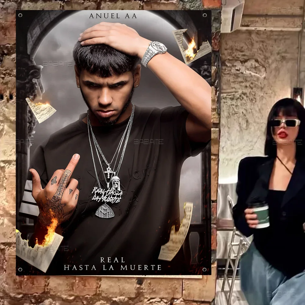 

Хип-хоп рэпер Anuel AA креативный узор подвесной флаг полиэстер печатный баннер ручной вытянутый флаг