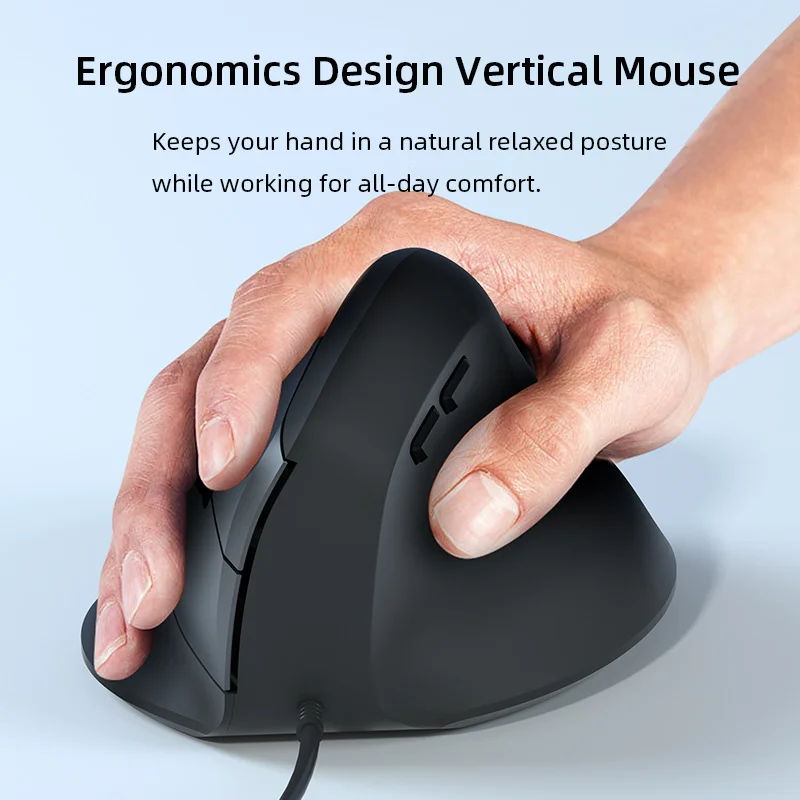 Wired Vertical Mouse 4 Levels DPI Adjustable Mute Button Design Ergonomics For Big Hands OffIce Use Plug And Play