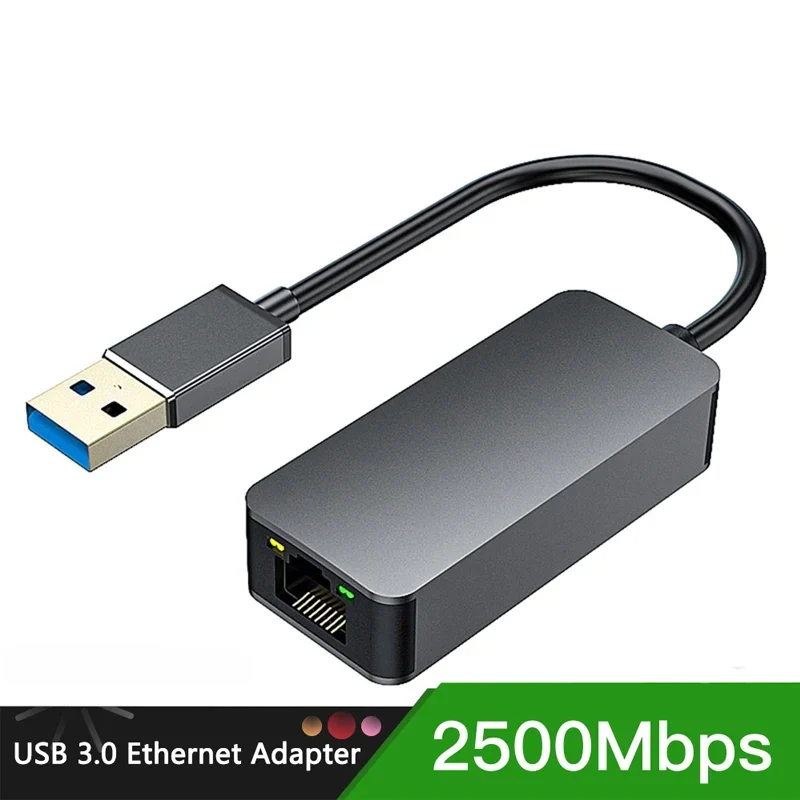 2500Mbps USB C Type-C Ethernet To RJ45 2.5G USB 3.0 Wired Adapter Converter Lan Network Hub For Windows 7/8/10 MAC For PC Laptop