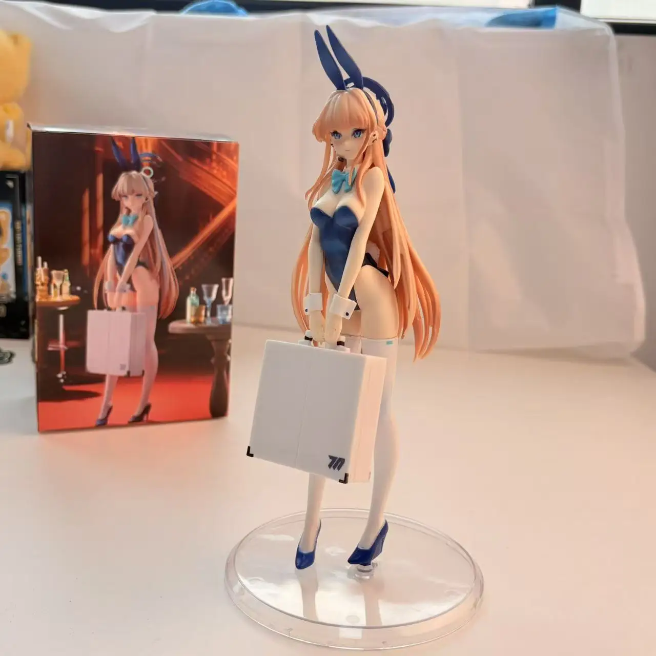 Figura de chica de anime de archivo azul de 23 cm: figura de chica conejito, estatuilla, muñeca modelo sexy, juguete para regalo, decoración coleccionable
