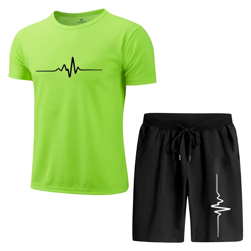 

Мужской спортивный костюм, летняя крутая свежая уличная повседневная универсальная мужская футболка с принтом, повседневные спортивные шорты для бега, мужские спортивные шорты, модные комплекты