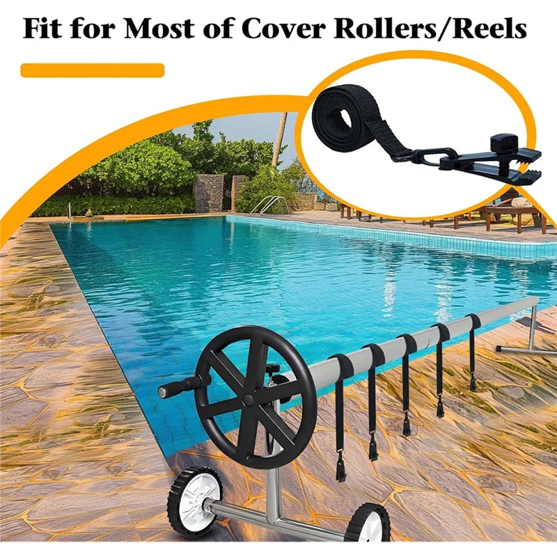 A84X-Solar Powered Pool Cover Reel Attachment Accessories 18 Pcs Set-Upgraded Straps Kit For Pool Reels