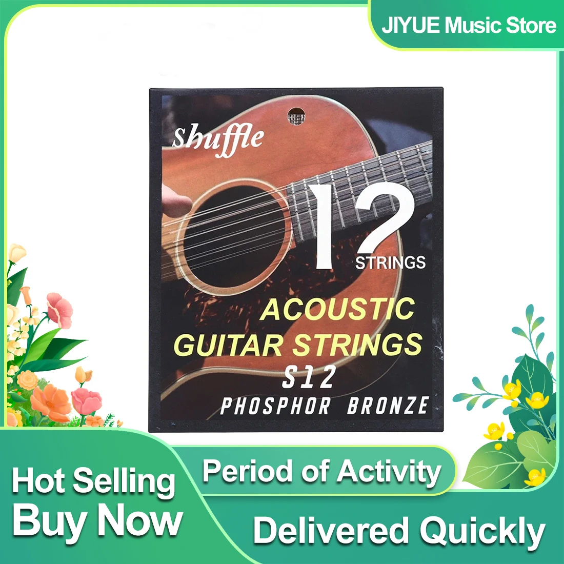 Shuffle12-String Acoustic Guitar Strings in Phosphor Bronze with PU Coating Individual Packaging Folk Guitar Accessories