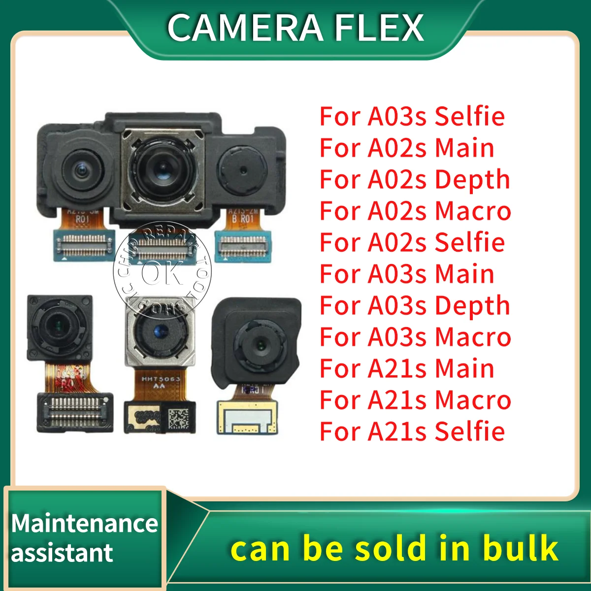 Front Facing Selfie Main Camera For Sam A02s A03s A21s A025 A037 A217 Back Telephoto Ultrawide Depth Macro Flex Cable