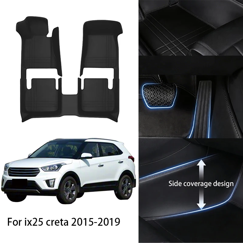 

Комплект автомобильных ковриков из искусственной кожи на заказ для Hyundai ix25, Creta, Veloster 2011, 2016, 2020. Роскошный полный комплект аксессуаров для интерьера автомобиля.