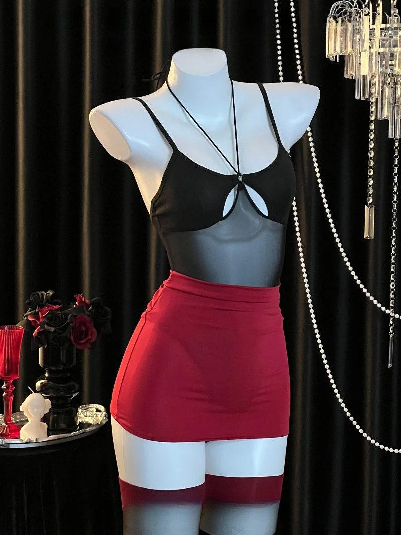 Secretary Style Halter Jumpsuit for Women,Sexy Cutout Bodycon Dress,Elegant Mature Uniform,Hot Girl Office Roleplay Outfit