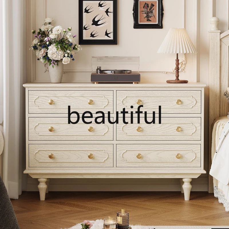 Bucket cabinet American white living room household French cream wind storage locker side cabinet