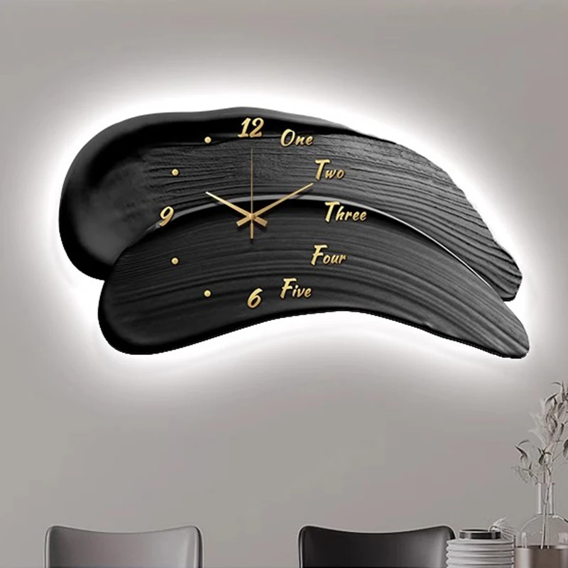 ساعات حائط أنيقة لغرفة النوم الحديثة ساعة حائط فاخرة لغرفة المعيشة ساعات جدارية صامتة ساعة ديكور غرفة بينتيريست مع ضوء #3