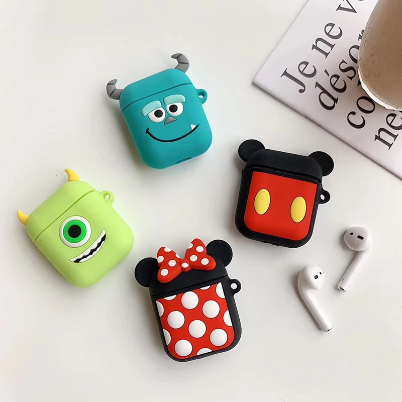 MINISO Cartoon Earphone Silicone Case For Airpods 4  2 3 Protective Cover Cute MrQ Minnie Mickey Headset Cases For Airpods Pro 4