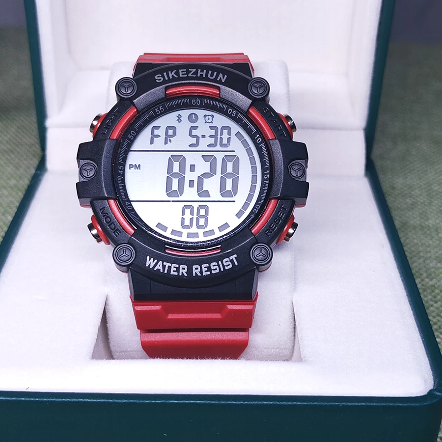 スポーツ電子時計男性学生用大型ダイヤル多機能シンプルなクリアディスプレイLEDデジタル時計防水目覚まし時計