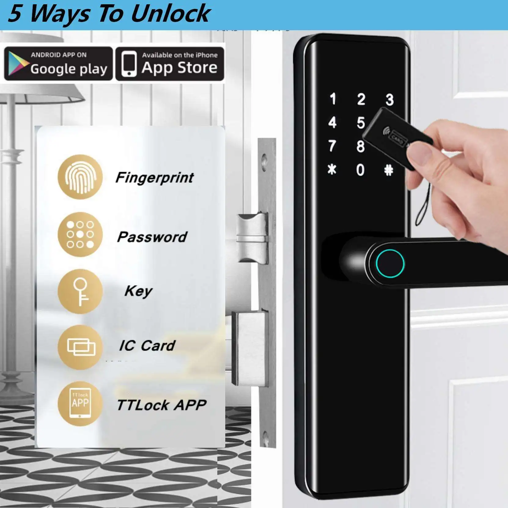 BBDHOME Factory Direct Sales Electronic Keyless Digital Deadbolt Door Lock Ble Ttlock App Smart Home Door Lock