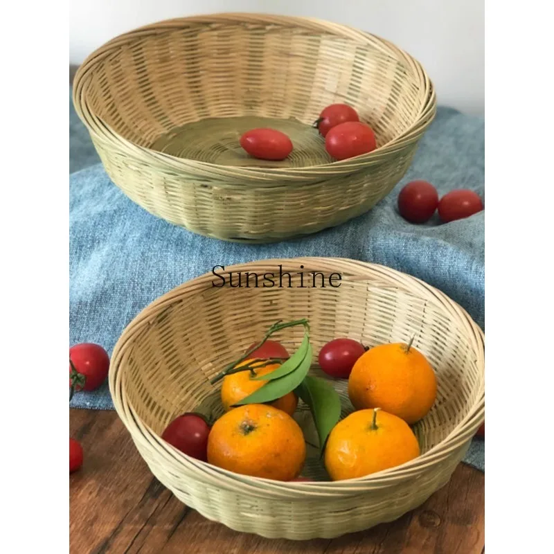 Bamboo basket with base Household fruit basket Fruit plate Handmade bamboo products