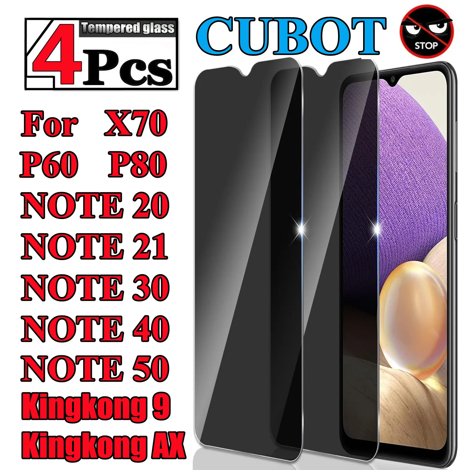 

For Cubot A1 P80 P60 X70 Note20 21 30 40 50 Kingkong9 KingkongAX Privacy membrane Anti Spy Screen Protector Privacy Glass Film