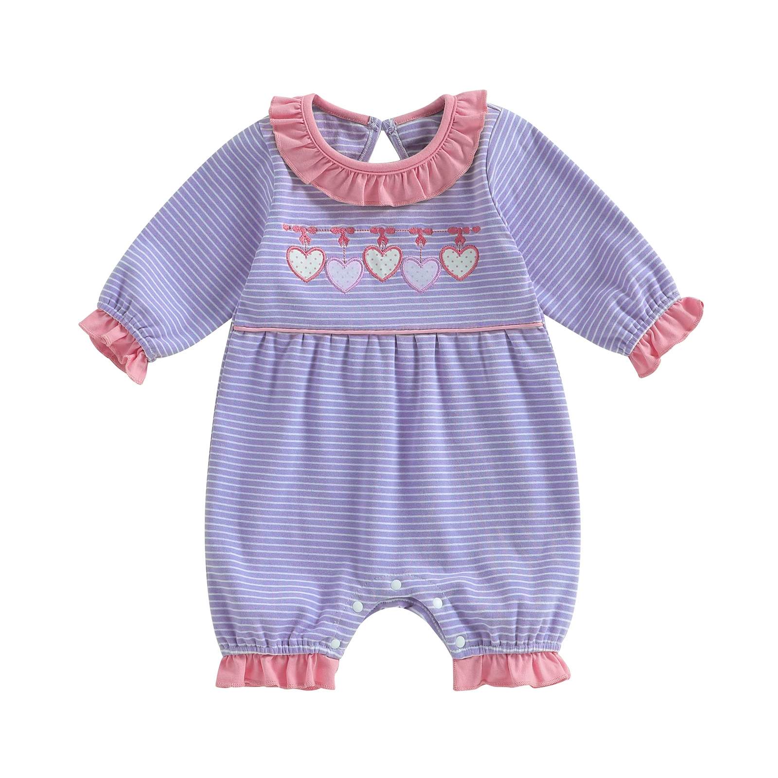 فستان رائع للفتيات الصغيرات بطبعة قلب وردي مع أكمام مكشكشة وتفاصيل فيونكة - ملابس جميلة لعيد الحب #3