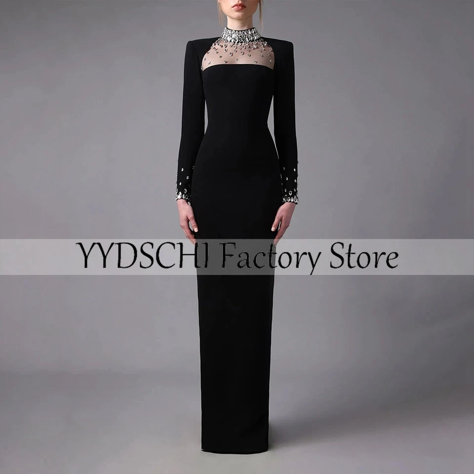 

Evening Dress Straight Cocktail Dresses Black 2023 Long Sleeve Stain Prom Dress Sexy 2024 Formal For Women vestidos de noche