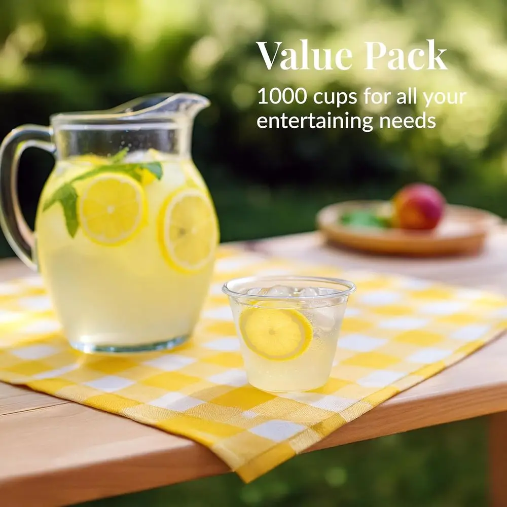 نظارات بلاستيكية للاستعمال مرة واحدة سعة 9 أونصة - مثالية للكوكتيلات والعصير والنبيذ - أكواب الحفلات للبالغين، مناسبة للاستخدام الداخلي/الخارجي