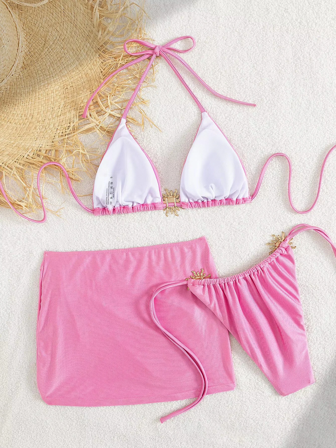 S - XL New With Skirt Halter Bikini Women Swimwear Three-pieces Bikini Set Female Swimsuit Padded Bather Bathing Suit Swim