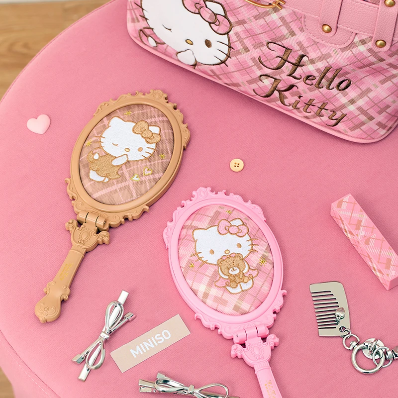 

Sanrio Hello Kitty Vintage Plaid Tartan Pattern Acrylic Hand Mirror Compact Purse Mirror Portable Makeup Cosmetic Mirror Gift