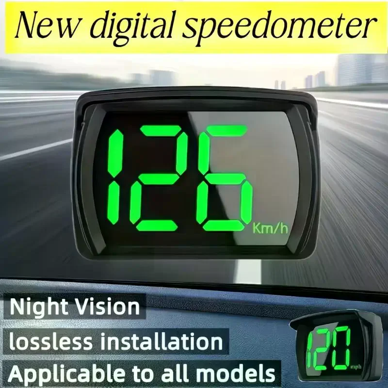 Car Head Up Display HUD KM/H GPS Digital Speedometer with Bright LED Large Font for Long Distance Road Trip