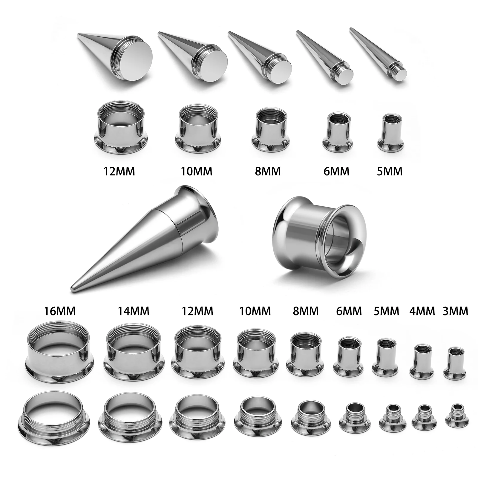 G23 Titanium ASTM F136 Screw Fit Double Flare Ear Flesh Tunnel Earring Plug Expander Stretcher Piercing Body Jewelry