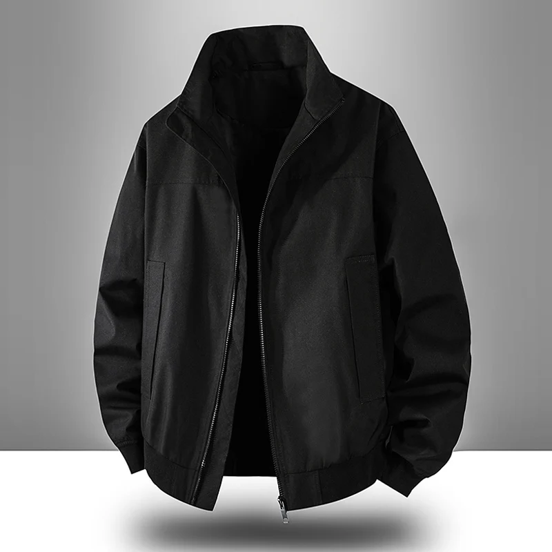 

Unisex Solid Color Zip Jacket with Stand Collar - Oversized Fit, Trendy & Easy - to - Match for Various Casual Occasions