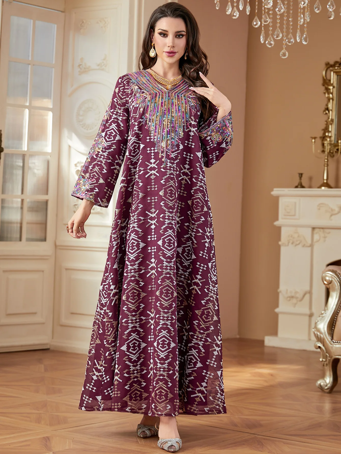 

Мусульманские женские вышитые платья-абайи для Марокко и Дубая, свободные арабские повседневные платья, кафтаны для Рамадана, турецкие робы, праздничные платья-гowns