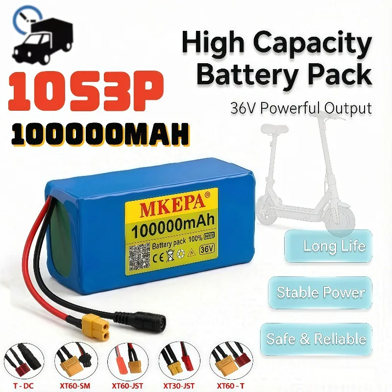 36V 100Ah 10S4P 18650 Lithium Battery Pack Rechargeable Electric Scooter Replacement Power Battery