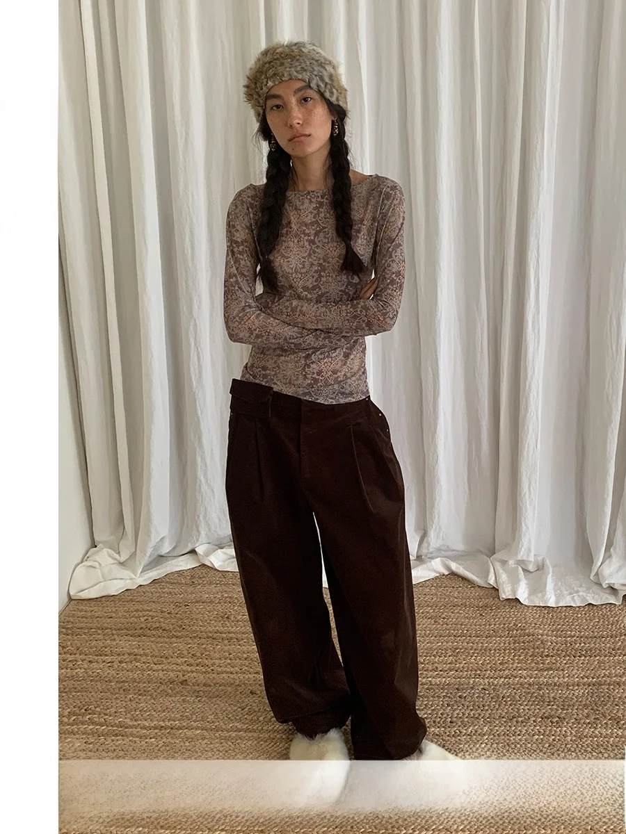 

TiaTia25 Осень Зима Новый Clex Pastoral Elastic Layered Me Ba Split Base irt Женский Slim Fit круглый Ne Long Sv...